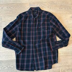 Hurley Men's Portland Organic Flannel Shirt in Brown, Size S, NWT
